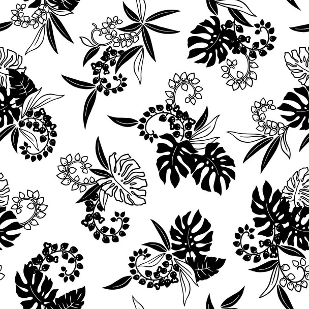 Beautiful tropical plant seamless pattern illustration - Вектор,изображение