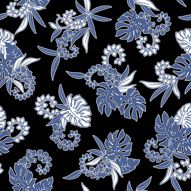 Beautiful tropical plant seamless pattern illustration - Vektör, Görsel