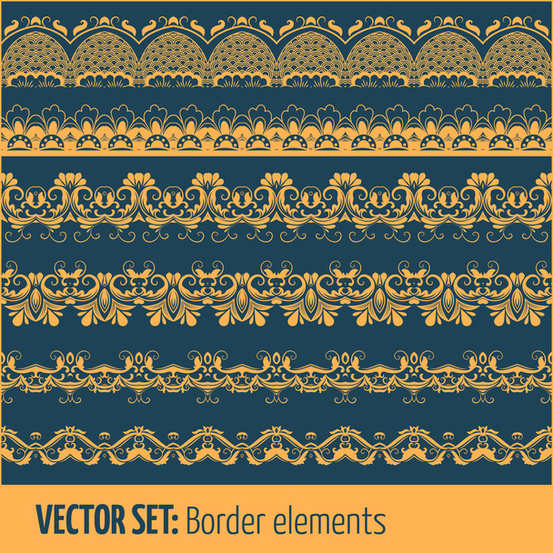 Vector set of border elements and page decoration elements - Vetor, Imagem