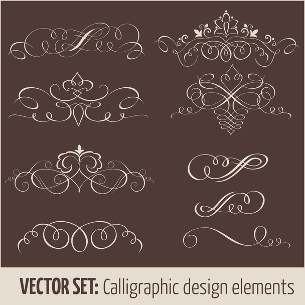 Vector set of calligraphic design elements and page decoration elements - Vector, Imagen