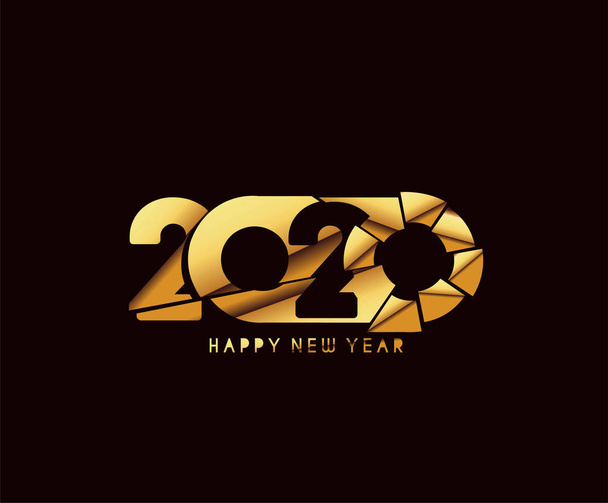 Happy New Year 2020 Text Typography Design Model, Vector illus - Vektor, obrázek