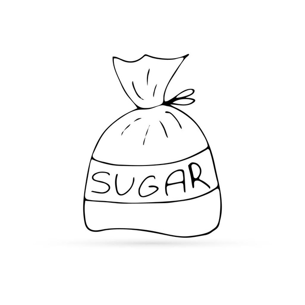 saco doodle de açúcar isolado, contorno crianças mão desenho arte linha, comida esboço, ilustração vetor
 - Vetor, Imagem