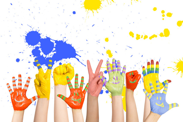 painted children's hands - Foto, Imagem