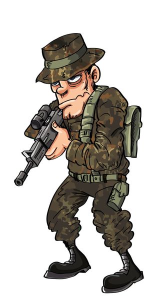 soldaat in het groen met een geweer - Vector, afbeelding