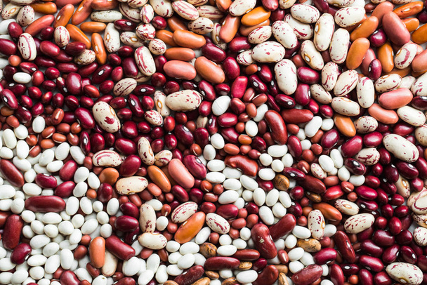 Different varieties of bean seeds. Beans background. - Fotó, kép
