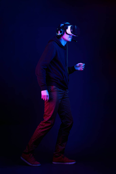 Man with virtual reality headset. - Фото, изображение
