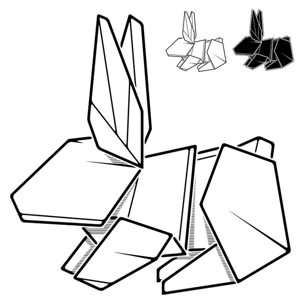 Зображення кролика орігамі з паперу (контурний малюнок
). - Вектор, зображення