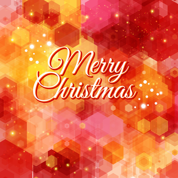 Merry Christmas card. Bright hexagon geometric pattern. - Vector, Image