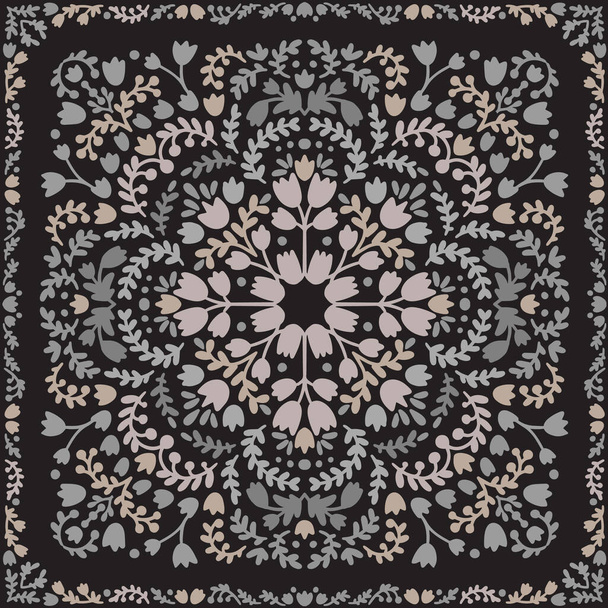 Patrón de ornamento paisley floral. Toalla de mandala étnica, estera de yoga print
. - Vector, Imagen