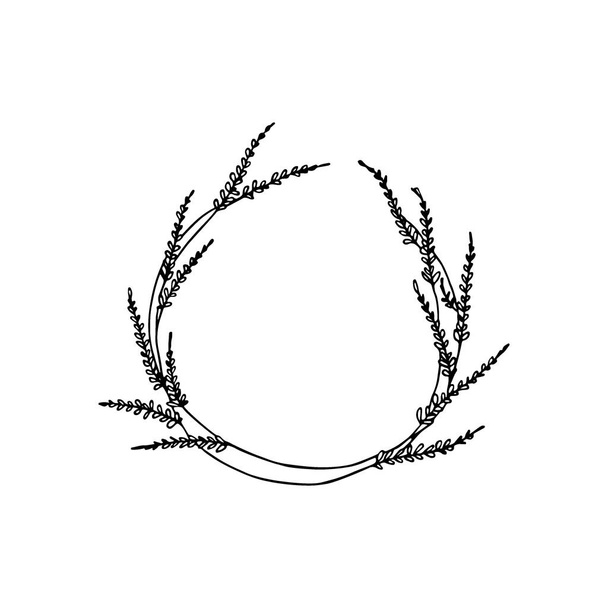 Hand drawn floral wreath - Вектор,изображение