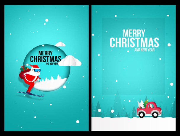 Boldog Karácsonyt és Boldog Új Évet kártyák, Karácsonyi téma. Illusztráció, üdvözlőlapok - Fotó, kép