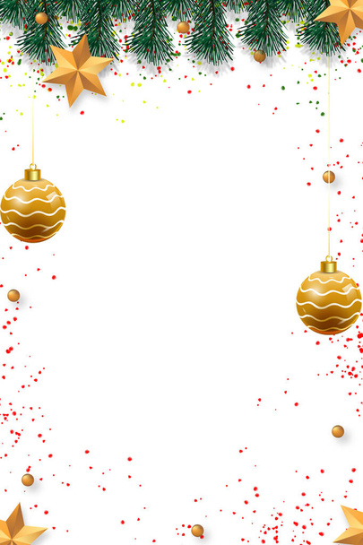 Christmas background with fir branches and balls. Holiday's Background - Foto, immagini
