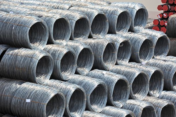 Steel wire roll and pipe - Photo, Image