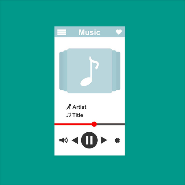 Media player application, app template with flat design style for smart phones, PC or tablets. Clean and modern - Vector - Vektori, kuva