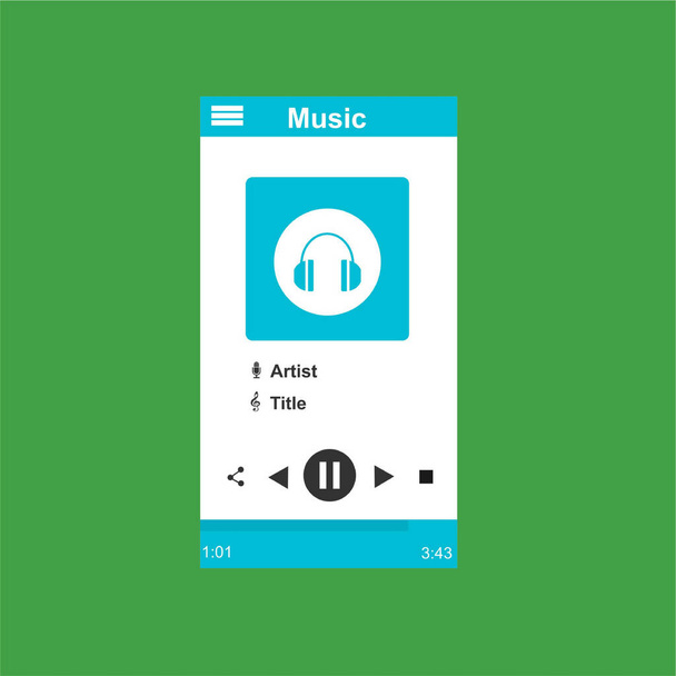 Media player application, app template with flat design style for smart phones, PC or tablets. Clean and modern - Vector - Vektori, kuva