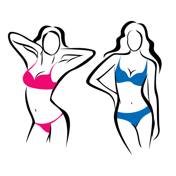 sexy woman silhouettes, underwear - Vector, Image