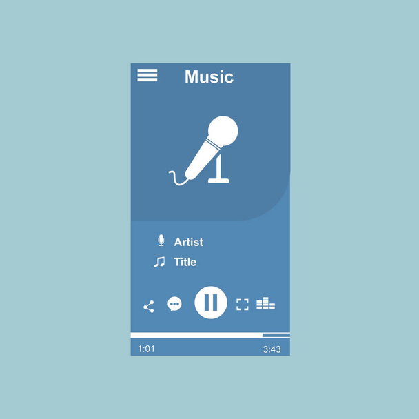 Media player application, app template with flat design style for smart phones, PC or tablets. Clean and modern - Vector - Vektor, obrázek
