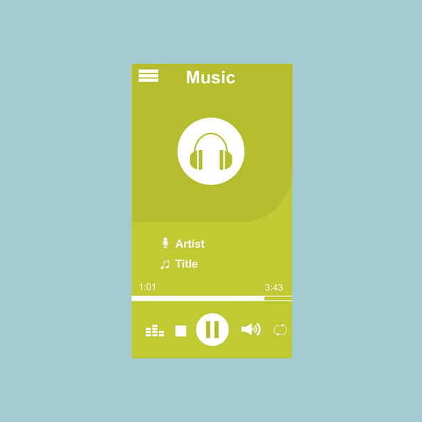Media player application, app template with flat design style for smart phones, PC or tablets. Clean and modern - Vector - ベクター画像