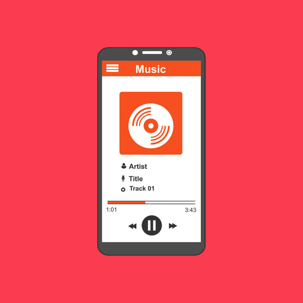 Mobile music application interface design concept isolated on colored background flat vector illustration – Vector - Διάνυσμα, εικόνα