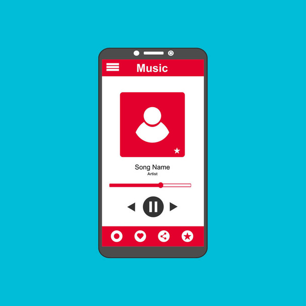 Vector illustration of music player flat design , UI design concept with icons and web elements - Vektor, Bild