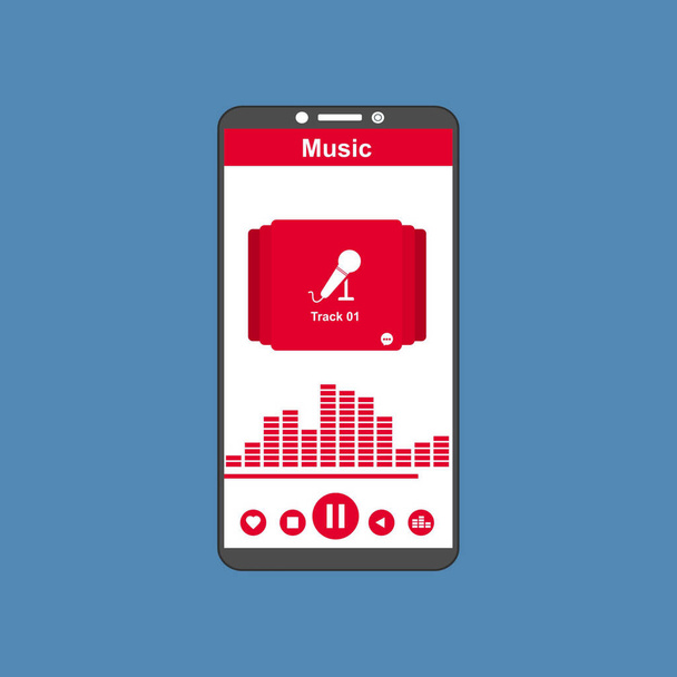 Music player app interface vector color template for website and mobile app - Vektor, Bild
