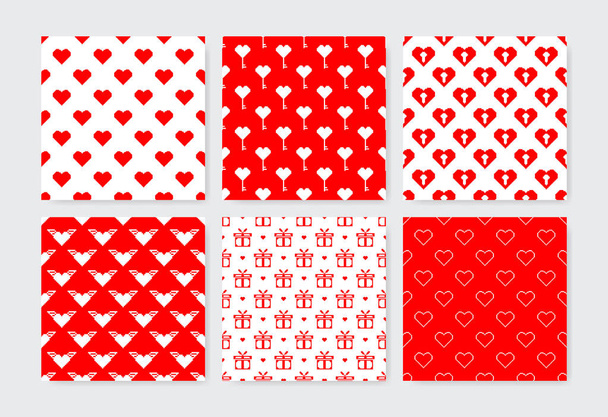 Valentine pixel seamless pattern set.  - Διάνυσμα, εικόνα