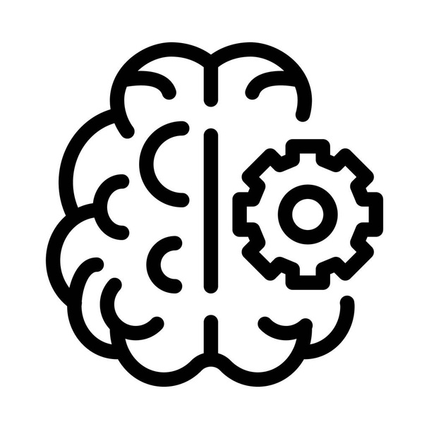 Brain And Mechanism Gear Icon Outline Illustratie - Vector, afbeelding