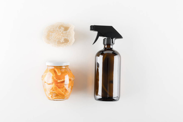 home cleaning with vinegar and orange peals. - Фото, зображення