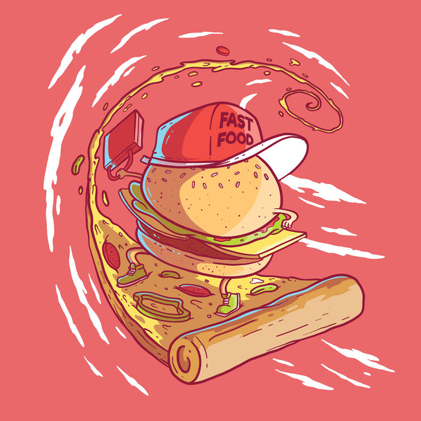 Ilustración del vector de caracteres de comida rápida. Comida, saludable, concepto de diseño de dieta
 - Vector, Imagen