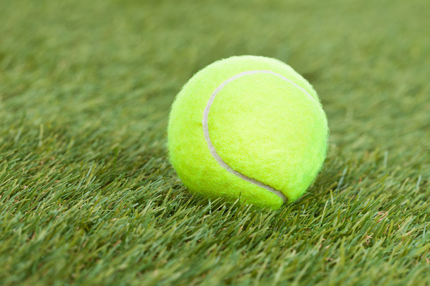 Tennis Ball On Green Pitch - 写真・画像