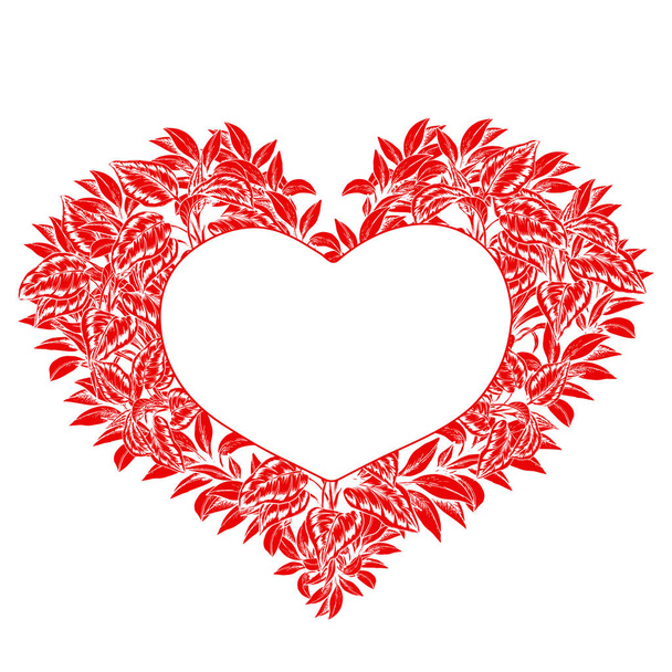 Floral heart shape for Valentines day - Vektör, Görsel