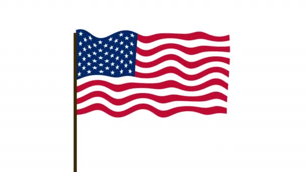 Amerikai zászló lengett a szélvideón. Realisztikus amerikai zászló háttér. American Flag Looping közelkép - Felvétel, videó