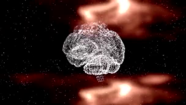 Abstraktes Video des menschlichen Gehirns in Flammen vor schwarzem Hintergrund. - Filmmaterial, Video