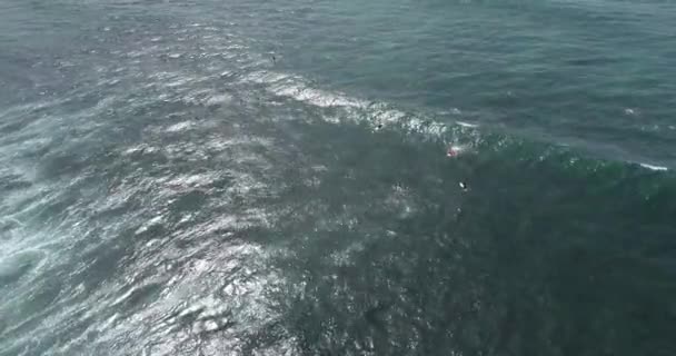 Aerial footage of surfers surfing in Indian ocean water - Footage, Video