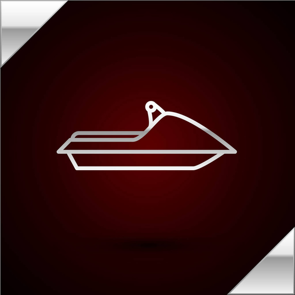 Silver line Jet ski icon isolated on dark red background. Water scooter. Extreme sport. Vector Illustration - Vektör, Görsel