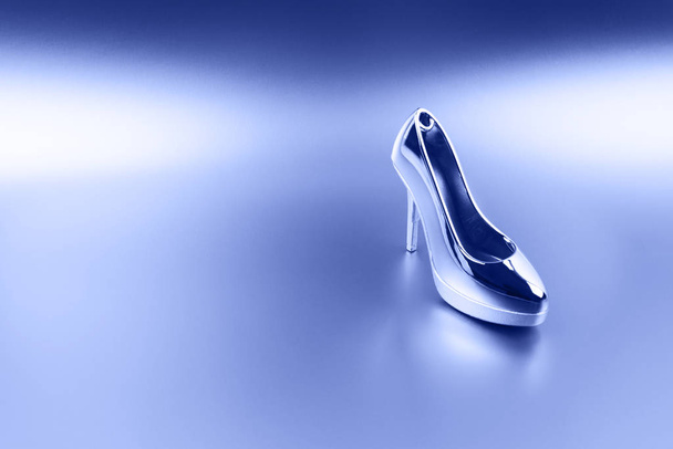 Blauwe schoenen met hoge hakken - Foto, afbeelding