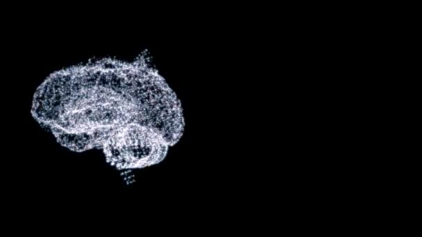 Astratto 4k sfondo video del cervello umano costituito da polvere spazio argento ruotare su sfondo nero
. - Filmati, video