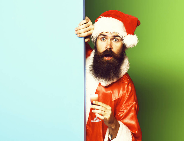 surprised bearded santa claus man with long beard - Foto, immagini