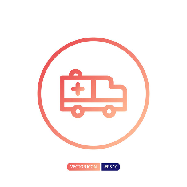 Krankenwagen-Symbol im Umriss Gradientenstil. Vektor Logo Design tem - Vektor, Bild