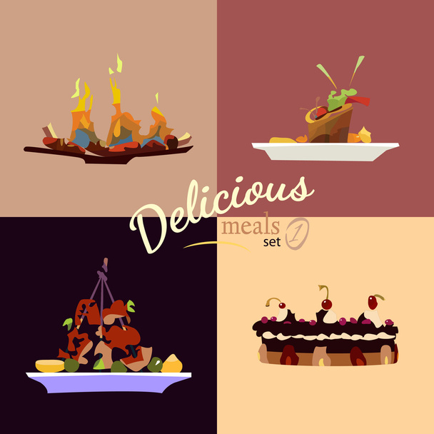 4 finom étkezés csoportja - Vektor, kép