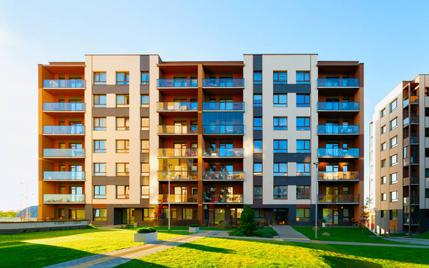 Apartment residential home facade and outdoor facilities reflex - Photo, Image