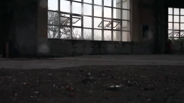 walking by abandoned building ruins at daytime - Кадры, видео