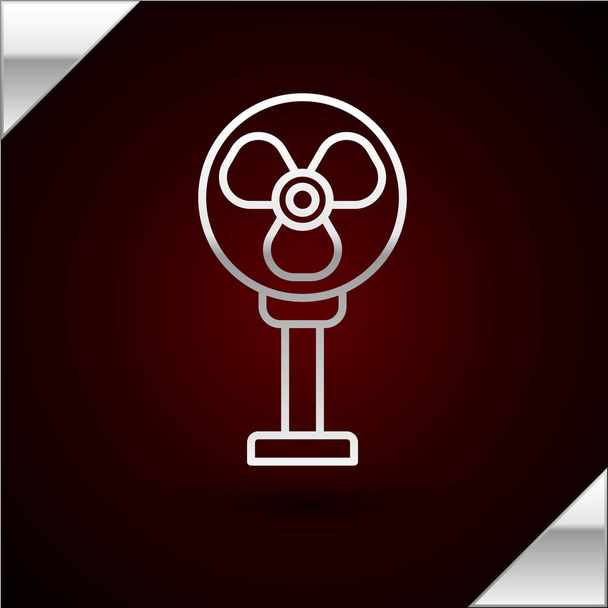 Silver line Electric fan icon isolated on dark red background. Vector Illustration - Vector, Image