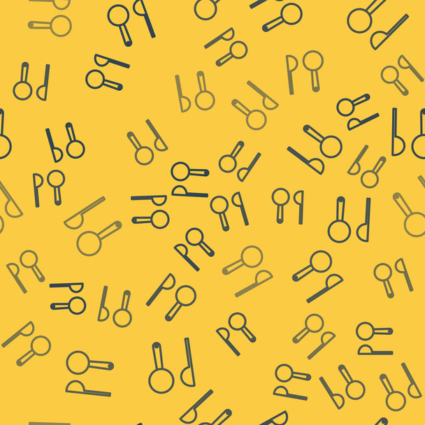 Línea azul Icono de cuchara de medición aislado patrón sin costuras sobre fondo amarillo. Ilustración vectorial
 - Vector, Imagen
