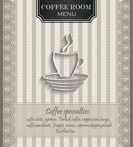 wektor menu restauracji koronki naturalny papier 3d kawy - Wektor, obraz