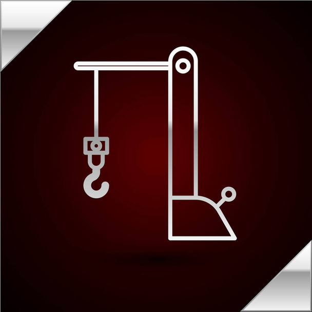 Silver line Harbor port crane icon isolated on dark red background. Cargo crane tower. Vector Illustration - Vector, Image