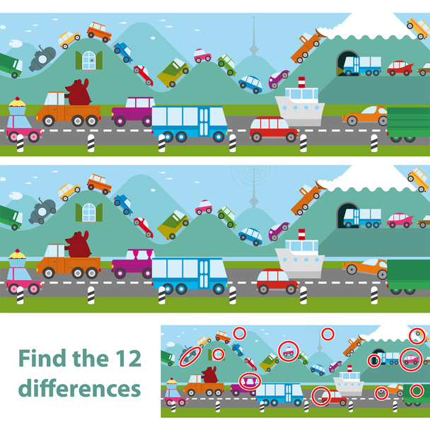 Educational kids puzzle with transport - Vector, Image