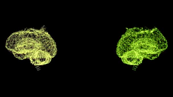 Vídeo abstracto para mostrar una diferencia entre cerebro sano y uno con alguna enfermedad, hologramas rotando en el espacio
. - Metraje, vídeo