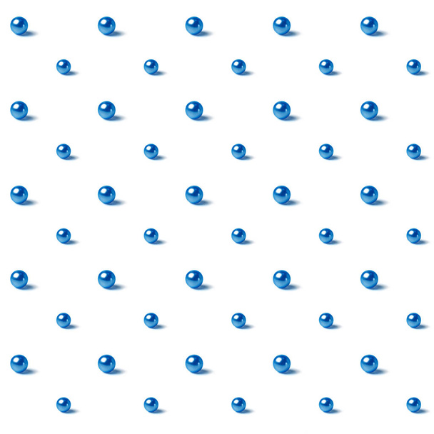 Круглые жемчужные бусины на белом фоне. Классический синий. Цвет 2020 года. Паттерн
 - Фото, изображение