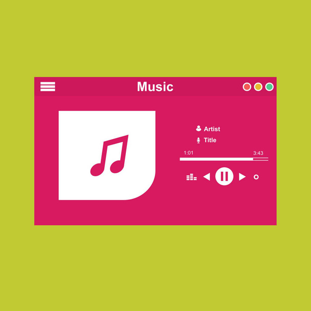 Minimalist Mobile music application interface design concept isolated on colored background flat vector illustration - Vetor, Imagem